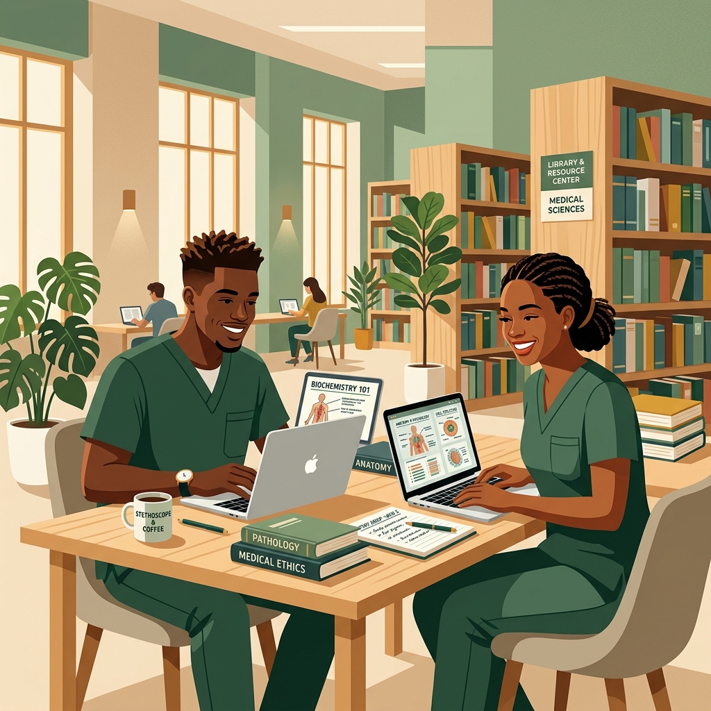 Rwandan medical students studying together at ASOME